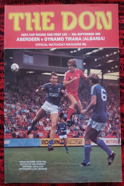 From Graeme Watson's personal collection - Aberdeen v Dinamo Tirana 15 Sept 1982, programme